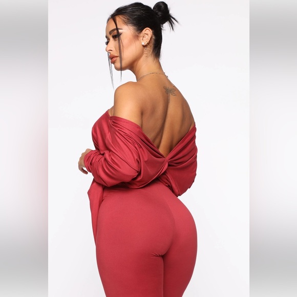 NEW Fashion Nova Don’t Get It Twisted Pants / Leggings in Mauve / Pinkish Red - Picture 2 of 8